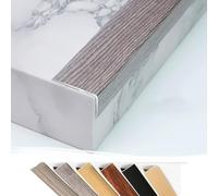 Stair Edging Transition Strip Cuttable, Stair Nose Molding Aluminum Stair Nosing Edge Trim 36" 48", Metal Step Trim L Stair Corner Guards Wide 1.4", Wood Grain(Oak,36"/90cm)(Gray,48"/120cm)