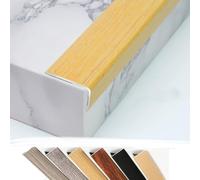 Stair Edging Transition Strip Cuttable, Stair Nose Molding Aluminum Stair Nosing Edge Trim 36" 48", Metal Step Trim L Stair Corner Guards Wide 1.4", Wood Grain(Oak,36"/90cm)(Light Oak,48"/120cm)