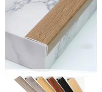 Stair Edging Transition Strip Cuttable, Stair Nose Molding Aluminum Stair Nosing Edge Trim 36" 48", Metal Step Trim L Stair Corner Guards Wide 1.4", Wood Grain(Oak,36"/90cm)(Brown,36"/90cm)