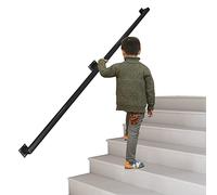 Stair il - Kit de barandilla de seguridad ajustable de 1 a 3 m para uso en interiores y exteriores, barras de soporte de hierro cuadrado negro, protector de escalera para un mejor agarre y estabilidad