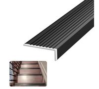 Stair Nosing Aluminum Stair Edge Protector for Wood Stairs, Indoor Outdoor Laminate Floor Stair Caps, Customizable Bond Stair Nosing Guard, Easy to Install(Black,L 150cm (59"))