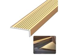 Stair Nosing Aluminum Stair Edge Protector for Wood Stairs, Indoor Outdoor Laminate Floor Stair Caps, Customizable Bond Stair Nosing Guard, Easy to Install(Gold,L 140cm (55 1/8"))