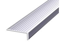 Stair Nosing Aluminum Stair Edge Protector for Wood Stairs, Indoor Outdoor Laminate Floor Stair Caps, Customizable Bond Stair Nosing Guard, Easy to Install(Silver,L 140cm (55 1/8"))