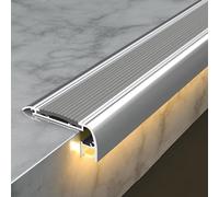 Stair Nosing Molding Aluminum Alloy Stair Edging, Anti Slip Strip With LED Light Slot Step Edge Trim For Cinema Hotel Home SchooL(Gray)