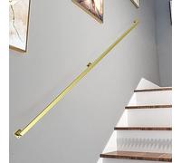 Staircase Handrails 1ft-20ft Handrails for Indoor Stairs Stair Banister Hand Railings for Stairs Metal Railing Wrought Iron Pipe Handrail with Wall Mount Support(Gold,7ft/210cm)