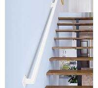 Staircase Handrails 1ft-20ft Handrails for Indoor Stairs Stair Banister Hand Railings for Stairs Metal Railing Wrought Iron Pipe Handrail with Wall Mount Support(White,5ft/150cm)