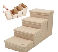 Stairs - Polyester Density Board 80x33cm | 4-Step Puppy Bed Stairs, Non-Slip Foldable Dog Ramp with Storage | Indoor Dogs Kennel Stair For High Bed and Couch
