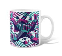 Stairs - Taza de café de cerámica, diseño geométrico abstracto de pirámides puertas, ninguna violeta, taza de té con asa, ideal para amistad, familia, colegas, personal, novios, profesores, 11 onzas