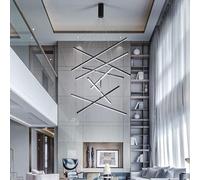Staise Chandeliers for High Ceilings Foyer Linear Chandelier Dimmable LED Entryway Ceiling Long Pendant Light Living Room Office