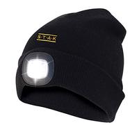 Stak Gorra de Faro Unisex de 4 LED y luz roja Trasera, Gorro de Invierno cálido con Manos Libres Gorro de Sombrero Iluminado con 3 Niveles de Brillo para Caminar de Noche, Acampar, Andar en Bicicleta