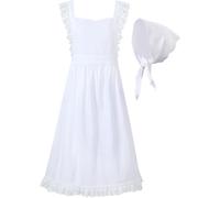 Stakee 1 Juego De Delantal Vintage con Volantes Y Encaje, con Pañuelo para Cabeza, para Mujer. Delantal De Chef, Delantal De Sirvienta, Delantal para Cocina, Repostería Y Jardinería.