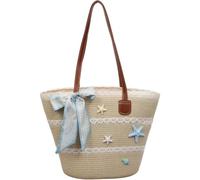 Stakee Bolso Tote Tejido para Mujer, Bolso De Mano Moderno con Pañuelo De Seda, Bolso De Hombro Informal para Cumpleaños, Vacaciones Y Uso Urbano.