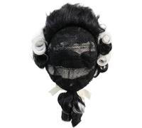 Stakee Peluca De Juez Colonial, Cabello Sintético Rizado con Coleta, Peluca Ondulada De Abogado para Hombres, Ideal para Halloween Y Cosplay Histórico.