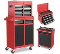 STAKMANN Carro portaherramientas 2 en 1 con 5 cajones y 1 puerta, carro de acero para herramientas multiusos, armario desmontable con ruedas, ideal para talleres, garajes, bricolaje 53 × 28 × 103,5