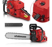 STAKMANN Motosierra de explosión de 2 tiempos de gasolina con hoja de 50 cm, Easy Start e interruptor de seguridad, moto sierra de jardín, trabajo, corta madera y ramas precisa con mango ergonómico