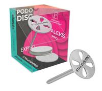 Staleks Pododisc Expert - Disco de pedicura de acero inoxidable alargado + 5 almohadillas adhesivas desechables de 180 granos, diámetro de 20 mm