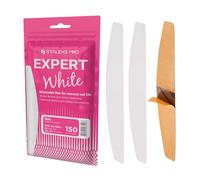 STALEKS PRO 50 pcs Recambio de limas de uñas adhesivas desechables con forma de media luna. Expert White 42. (Grano 150)
