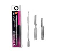 STALEKS PRO by Natury Nails Empujador 2 en 1 para cuticulas. Manicura y Pedicura. Para uñas medianas y anchas. Acero inoxidable. Expert PE-90/2
