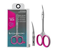 STALEKS PRO by Natury Nails Tijera profesional para cutículas. Anillos ergonómicos de silicona extraibles. Acero inoxidable. Ideal para técnicos con dedos largos y palma ancha. Smart SS-50/4