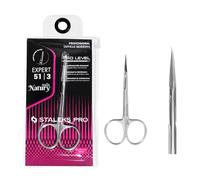 STALEKS PRO by Natury Nails Tijera profesional para cutículas con punta de gancho. Anillos ergonómicos. Acero inoxidable. Expert SE-51/3