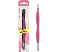 STALEKS PRO Empujador de manicura con mango de silicona (empujador estrecho redondeado y hoja recta) - UNIQ Gummy - Paquete de 1 - Modelo PQ-10/5