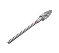 STALEKS PRO Expert - Broca de carburo para uñas (maíz, rojo, cabeza de 6 mm / 14 mm WP), para usuarios zurdos con corte inverso, dureza suave para corrección de uñas artificiales y eliminación de