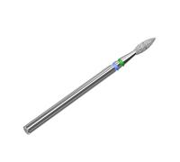 STALEKS PRO Expert - Broca de diamante para uñas (DUO Flame, azul-verde, cabeza de 2,1 mm / 8 mm WP) - Abrasividad de dureza media para piel sensible, cutículas y procesamiento de paredes laterales en