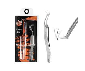 STALEKS PRO Pinza curva profesional para extensión de pestañas postizas. Modelado volumen. Acero inoxidable. Expert 41/2, NNTE41.2
