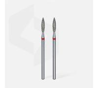 Staleks Pro - Punta de diamante - llama (anillo rojo) I accesorio para fresadora de uñas I bits para manicura y pedicura I accesorio de lijado para lijadoras eléctricas I broca de perforación de uñas