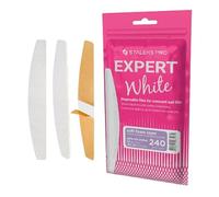 STALEKS PRO Recambio de limas de uñas con base soft foam adhesivas desechables blancas con forma de media luna. Expert White 40, 30 uds. (Grano 240)
