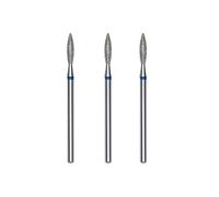 STALEKS PRO set 3 fresas de diamante para cutículas, 2.3x10 mm. Forma de Flama (Grano Medio)