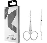 STALEKS PRO Tijera profesional para cutículas con ganchito. Tamaño de la hoja 25 mm. Acero inoxidable. Estampado de Magnolias. EXCLUSIVE (SX-21/2)