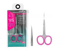 STALEKS PRO Tijera profesional para cutículas con punta de gancho. Anillos ergonómicos con siliconas desmontables. Acero inoxidable. Smart SS-41/3