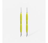 STALEKS UNIQ - Juego de 2 instrumentos dobles para manicura PQ-11/2y con mango de silicona, anillo y bastoncillos
