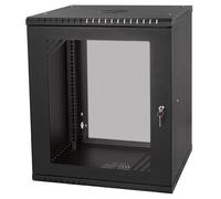 Stalflex Armario en Rack 19" 12U, 600mm, Puerta de Cristal, Negro S-RC19-12U-600GB