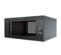 Stalflex Armario Rack 19" 4U, 450 mm, Puerta de Cristal, Negro | Rack de Red Seguro y Ventilado S-RC19-4U-450GB
