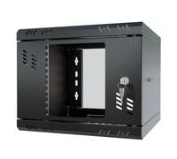 Stalflex Armario Rack de Pared 10" 4U, Fondo 300 mm, Negro, Puerta de Vidrio Templado S-RC10-4U-300GB