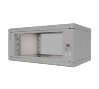 Stalflex Armario rack mural 19" 4U, fondo 350 mm, puerta de vidrio templado con cerradura, gris S-RC19-4U-350GG