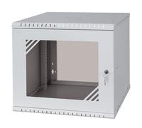Stalflex Armario rack mural 19" 9U, 450 mm, puerta de vidrio, gris RC19-9U-450GG