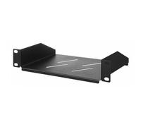 Stalflex Estante Rack 10" 1U, 150 mm, Negro – Estante de acero resistente hasta 25 kg para racks de 10" E-RSF10-1U-150B