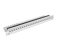 Stalflex Panel de parcheo modular de 24 puertos 19" 1U, gris – Keystone, rack 19" PPM19-1U-24P-G