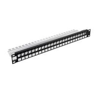 Stalflex Panel de parcheo modular de 24 puertos 19" 1U negro para módulos Keystone PPM19-1U-24P-B