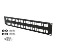 Stalflex Patch Panel Standard 19 Pulgadas 2U - 48 Puertos Keystone Panel de parcheo - Fabricado en Acero - Patchpanel RJ45 sólo
