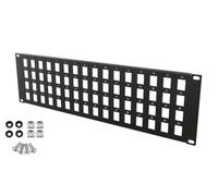 Stalflex Patch Panel Standard 19 Pulgadas 3U - 64 Puertos Keystone Panel de parcheo - Fabricado en Acero - Patchpanel RJ45 sólo