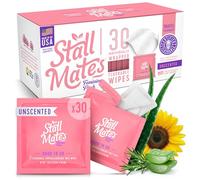 Stall Mates Wipes Feminine Fresh: Toallitas femeninas desechables envueltas individualmente para viajar. Sin perfume y pH equilibrado con girasol, romero y aloe (30 unidades individuales)