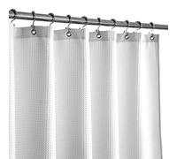 Stall Shower Curtain Fabric 36 x 72 Inch - Waffle Weave, SPA, Hotel Collection, Heavy Duty, Water Repellent, White - Pique Pattern for Decorative Bathroom Curtains (230 gsm)