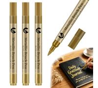 Stalora 3pcs Rotuladores Metálicos Dorados - Marcadores Acrílicos de Alta Brillo para Arte y Manualidades - Punta Fina 1-3mm - Ideal para Lettering, Tarjetas, Vidrio, Metal y Madera