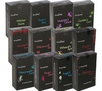 Stamford Fantasy - Juego de 12 conos de incienso (12 conos cada uno), fragancias mixtas que incluyen fuego de dragón, gracia de unicornio, amor de sirena, con llavero de moneda JRose Trolley