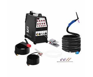 Stamos Welding Soldador De Aluminio WIG AC-DC/MMA Inverter S-ALU 220 PRO (220 A / 60% DC, 8 metros de cable y mangueras, 2/4 tiempos/Función pulso, Pedal con cable de 8 m)