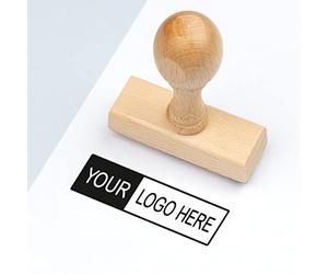 Stamp by Me | Sello Manual Personalizado | Sellos de Madera con tu Diseño o Logo | Sello Empresa | Logotipos, Embalajes, Envíos, Marcas, Bautizos, Cumpleaños (2x2cm)